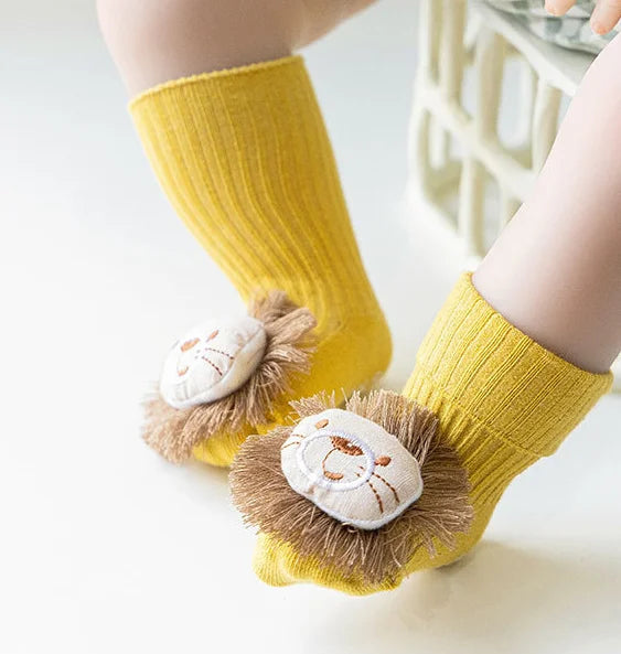 New Summer Thin Cute Cartoon Baby 3D Doll Socks Cotton Rubber Anti-slip Floor Socks for Newborn Infant Toddler Socks
