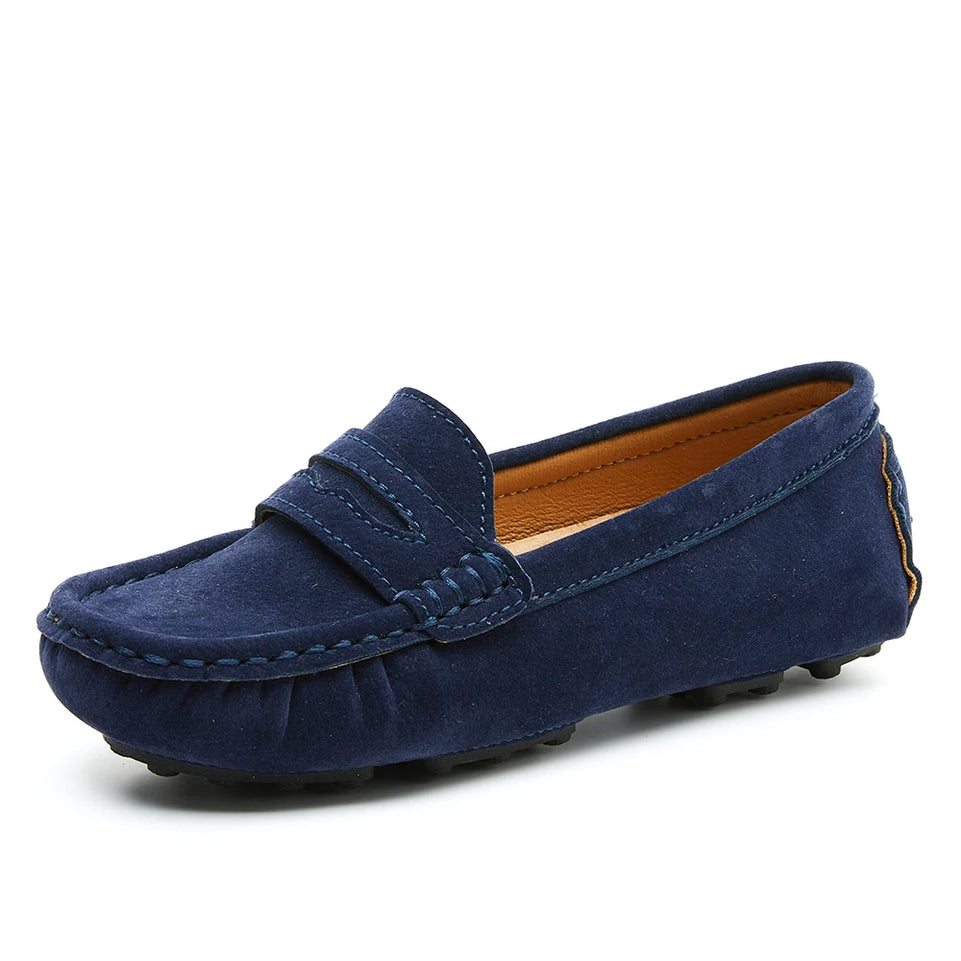 EOFK Kids Penny Loafers Flats Shoes Suede Leather Spring Autumn Soft Children Toddle Little Boy Casual Solid Slip On Moccasins