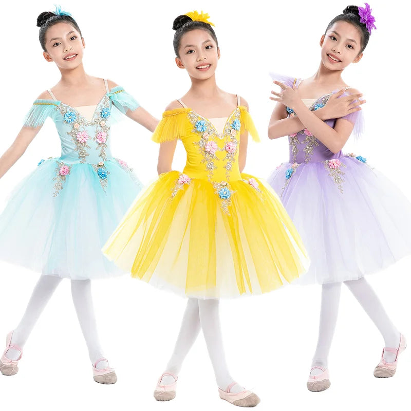 Children's Ballet Skirt, Girls' Dance Skirt, Ballet jumpsuit, Children's Dance Skirt, Group Program Performance Clothing